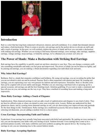 The Power of Color: Make a Statement with Striking Red Earrings
