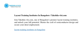 layout training institutes in bangalore takshila