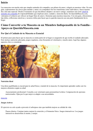 Cuidado y Amor: Cómo Hacer de tu Querida Mascota una Parte Fundamental de tu Fam