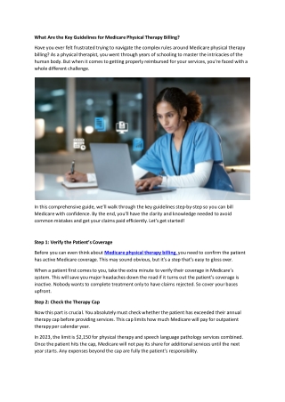 Medicare Physical Therapy Billing