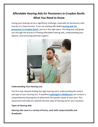 Affordable Hearing Aids for Pensioners in Croydon North What You Need to Know