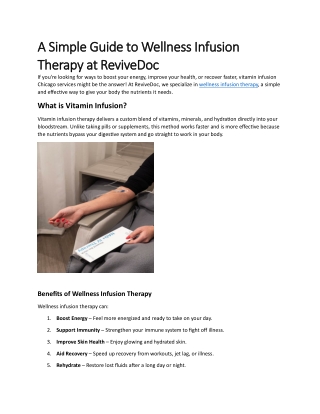 A Simple Guide to Wellness Infusion Therapy at ReviveDoc