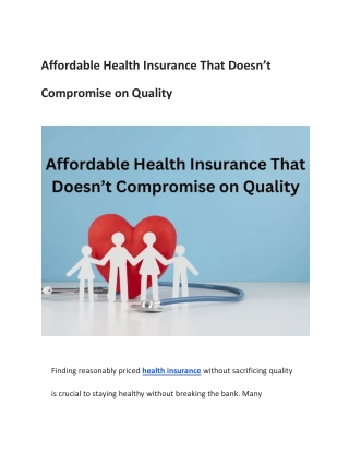 affordable health insurance that doesn t