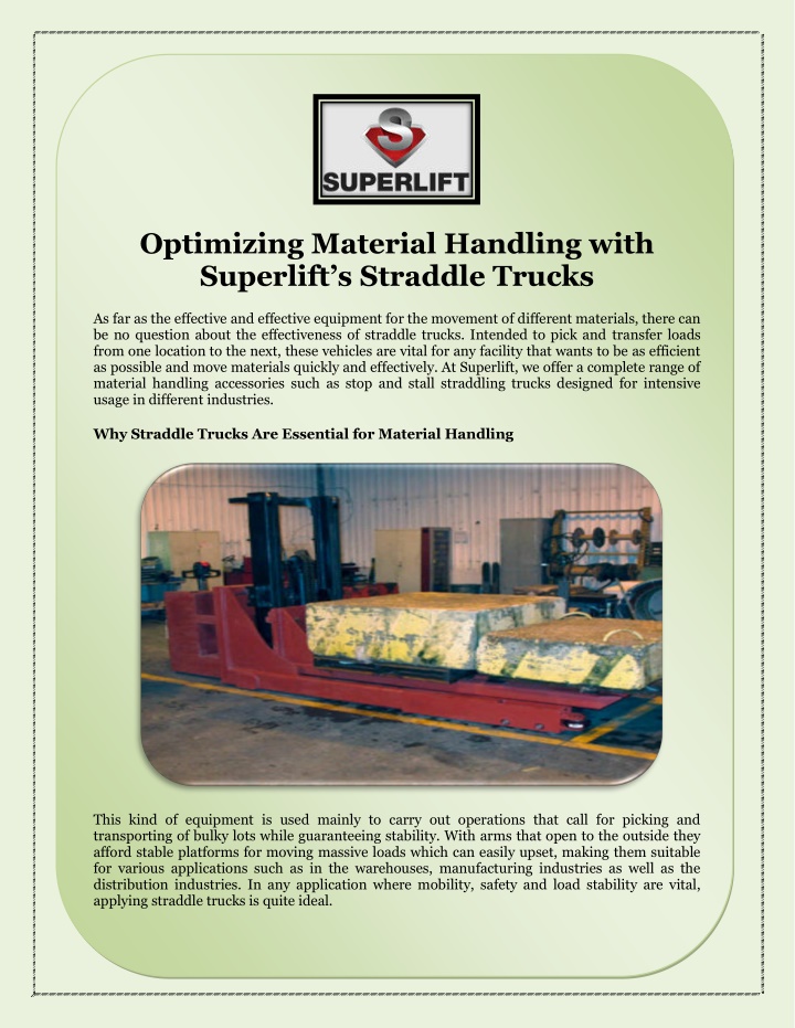 optimizing material handling with superlift