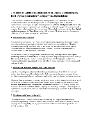 The role of artificial intelligence in digital marketing