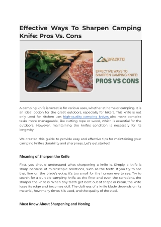 Effective Ways To Sharpen Camping Knife_ Pros Vs. Cons