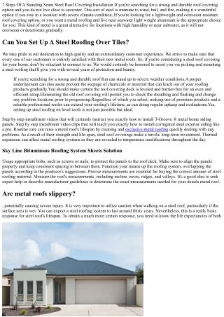 Everything About Steel Roof Installation