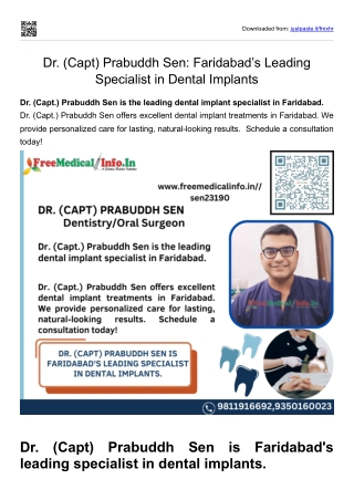 Dr. (Capt) Prabuddh Sen Faridabad’s Leading Specialist in Dental Implants