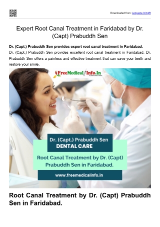 Expert Root Canal Treatment in Faridabad by Dr. (Capt) Prabuddh Sen