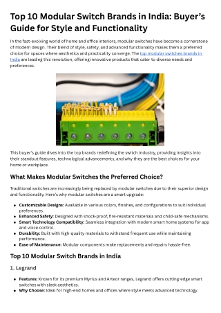 Top 10 Modular Switch Brands in India: Buyer’s Guide for Style and Functionality