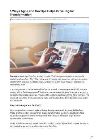 5 Ways Agile and DevOps Helps Drive Digital Transformation