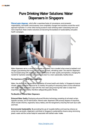 Pure Drinking Water Solutions Water Dispensers in Singapore