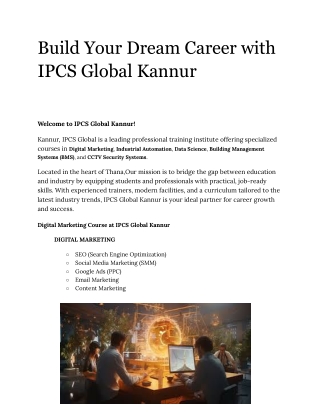 build your dream career with ipcs global kannur