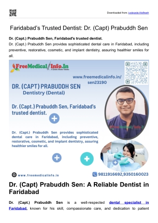 Faridabad’s Trusted Dentist Dr. (Capt) Prabuddh Sen