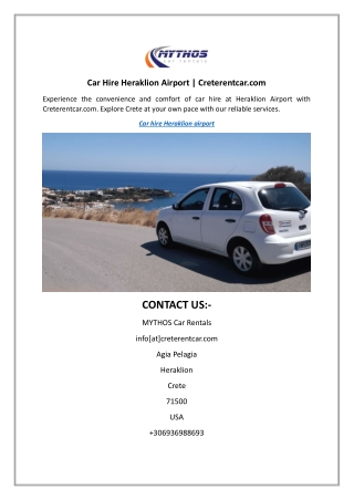 Car Hire Heraklion Airport | Creterentcar.com