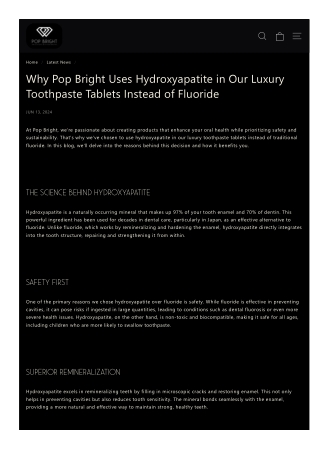 We Uses Hydroxyapatite Instead Of Fluoride In Toothpaste Tablets – Pop Bright