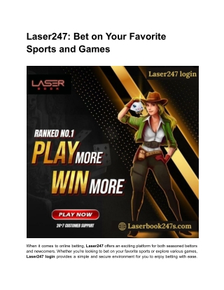 Laser247_ Bet on Your Favorite Sports and Games