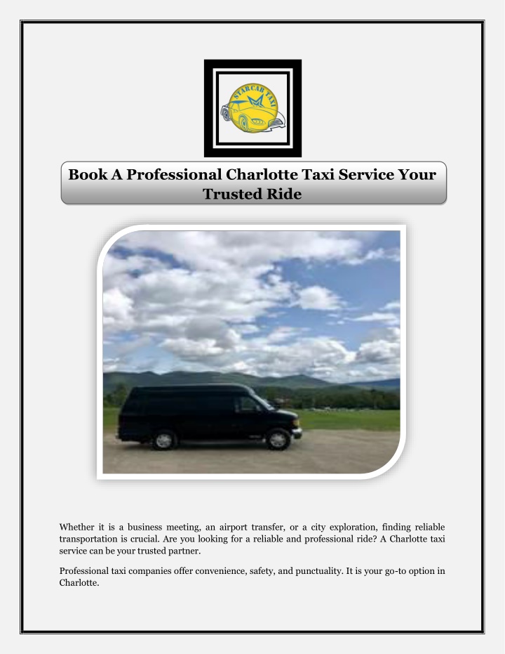 book a professional charlotte taxi service your