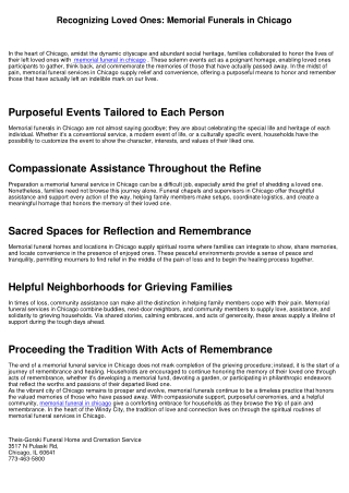 Recognizing Enjoyed Ones: Memorial Funerals in Chicago