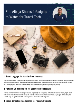 Eric Albuja Shares 4 Gadgets to Watch for Travel Tech