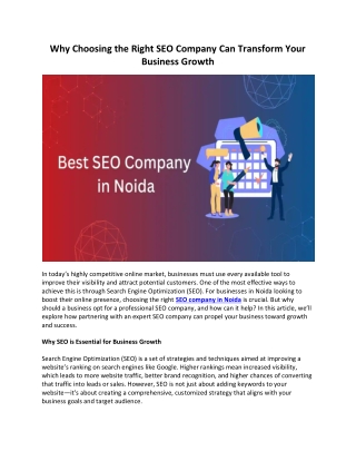 Why Choosing the Right SEO Company Can Transform Your Business Growth