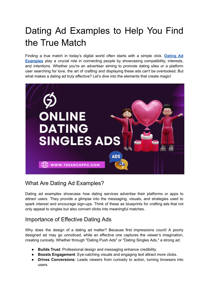 dating ad examples to help you find the true match