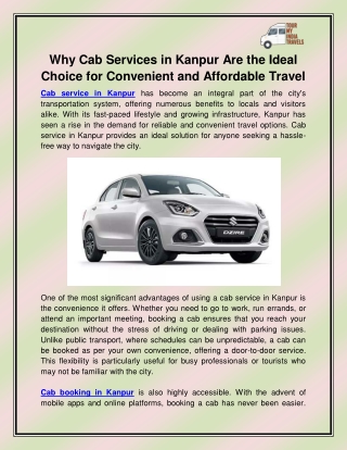 why cab services in kanpur are the ideal choice