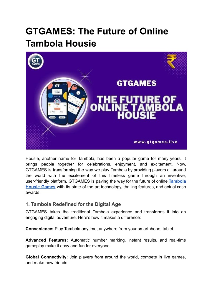 gtgames the future of online tambola housie