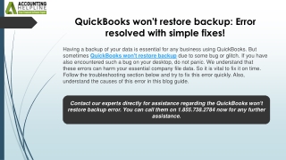 quickbooks won t restore backup error resolved with simple fixes