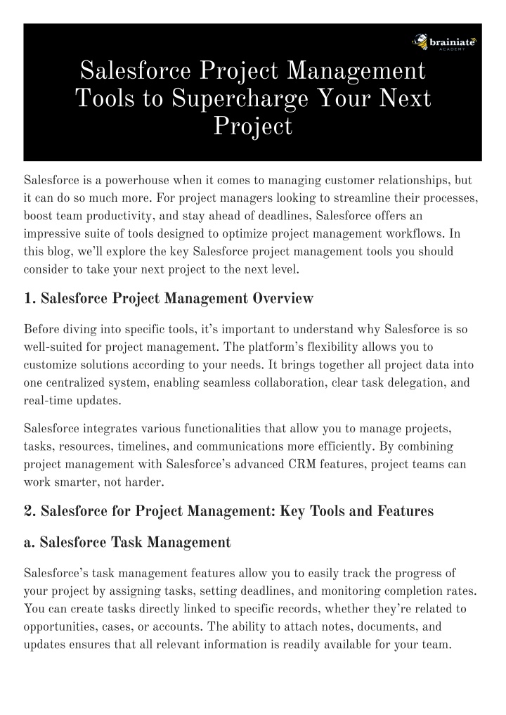 salesforce project management tools