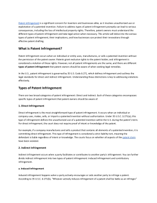 Understanding the Different Types of Patent Infringement_ A Comprehensive Guide