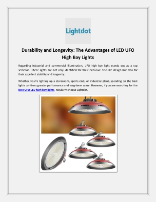 Durability and Longevity: The Advantages of LED UFO High Bay Lights