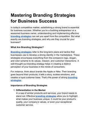mastering branding strategies for business success