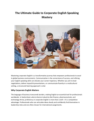 The Ultimate Guide to Corporate English Speaking Mastery