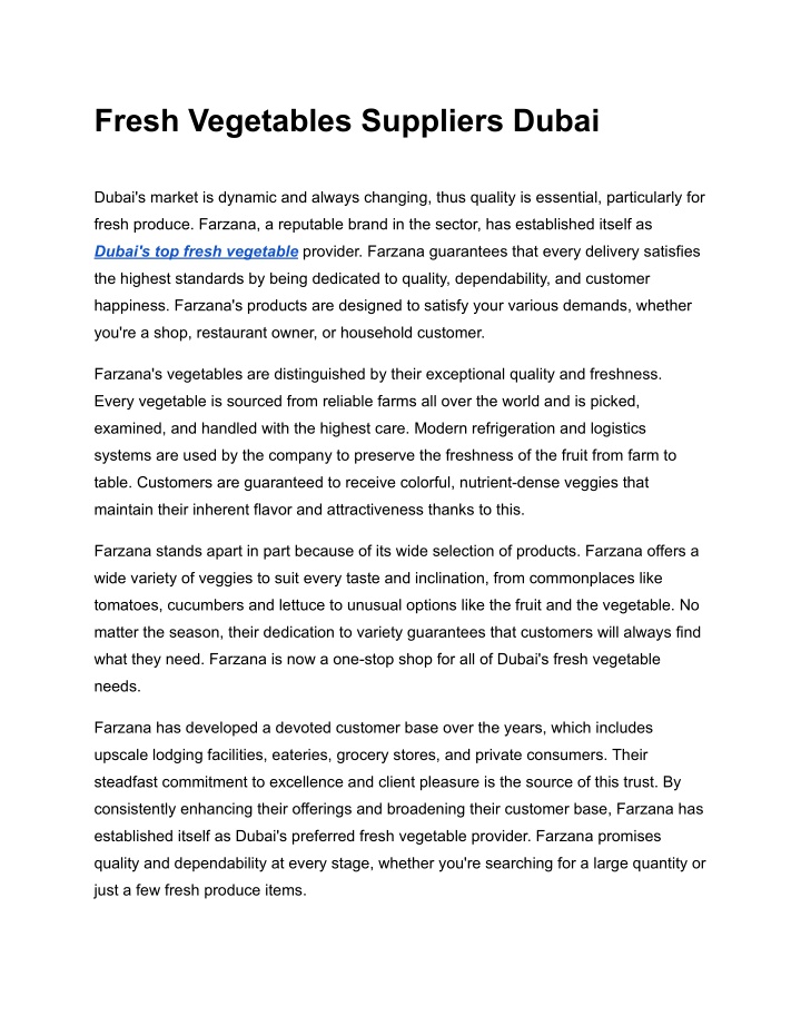 fresh vegetables suppliers dubai