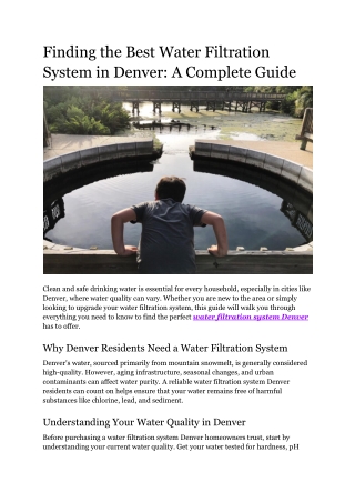 finding the best water filtration system