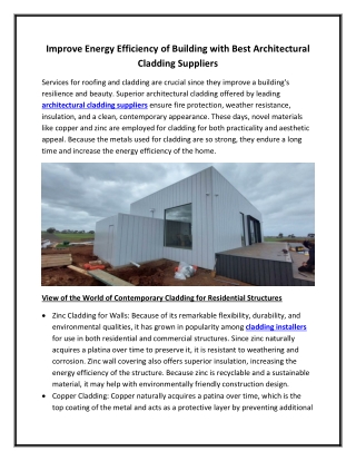 Improve Energy Efficiency of Building with Best Architectural Cladding Suppliers