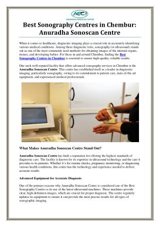 Best Sonography Centres in Chembur – Anuradha Sonoscan Centre