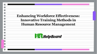 enhancing workforce effectiveness innovative training methods in human resource management