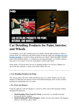 Car Detailing Products for Paint, Interior, and Wheels