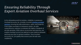 Ensuring Reliability Through Expert Aviation Overhaul Services