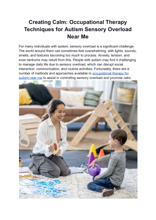 Creating Calm_ Occupational Therapy Techniques for Autism Sensory Overload Near Me