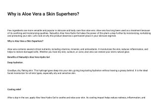 Why is Aloe Vera a Skin Superhero?