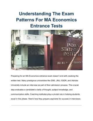Understanding The Exam Patterns For MA Economics Entrance Tests