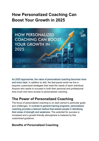 How Personalized Coaching Can Boost Your Growth in 2025