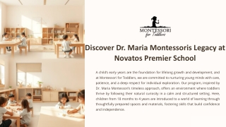 Discover Dr. Maria Montessoris Legacy at Novatos Premier School