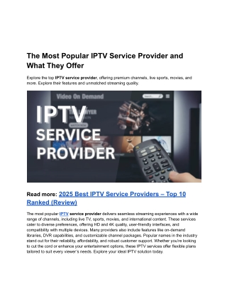 the most popular iptv service provider and what