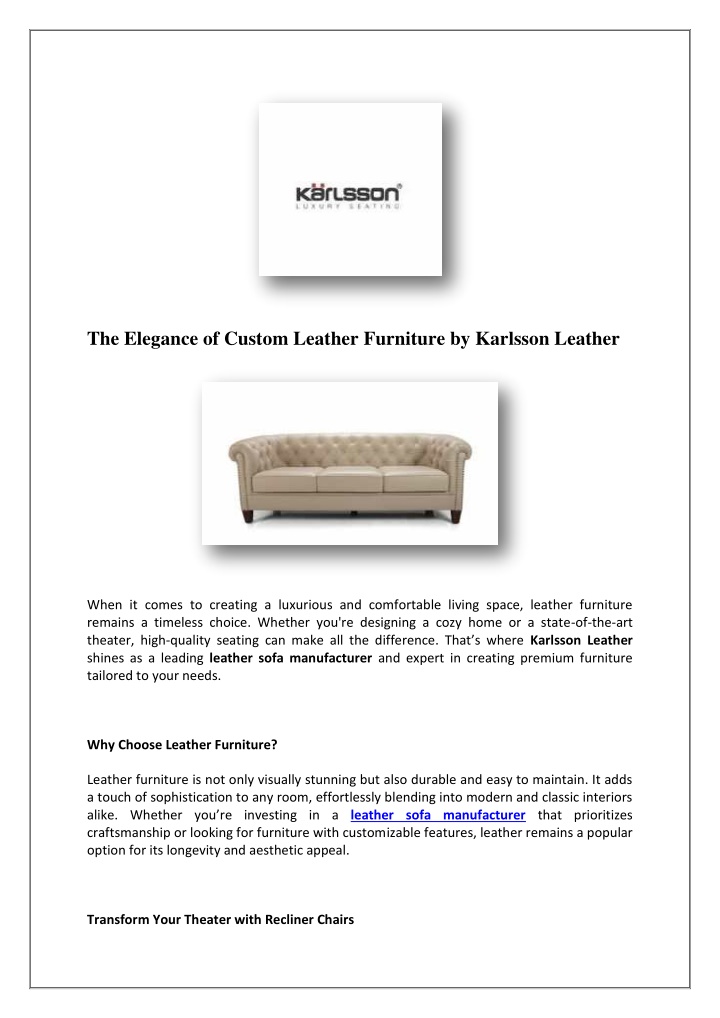 the elegance of custom leather furniture