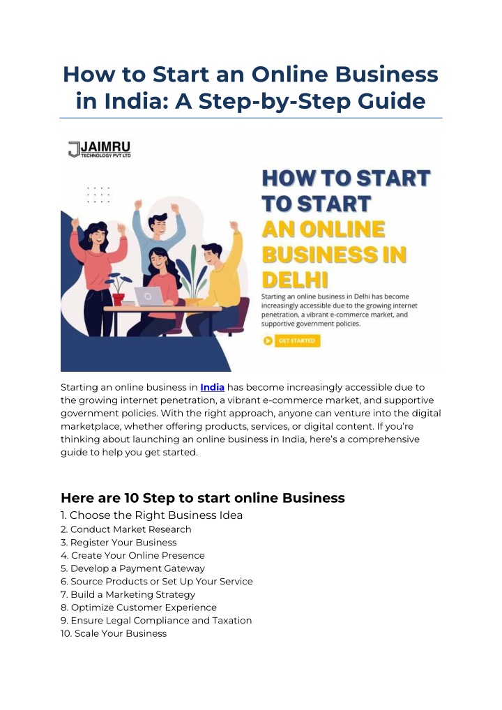 how to start an online business in india a step