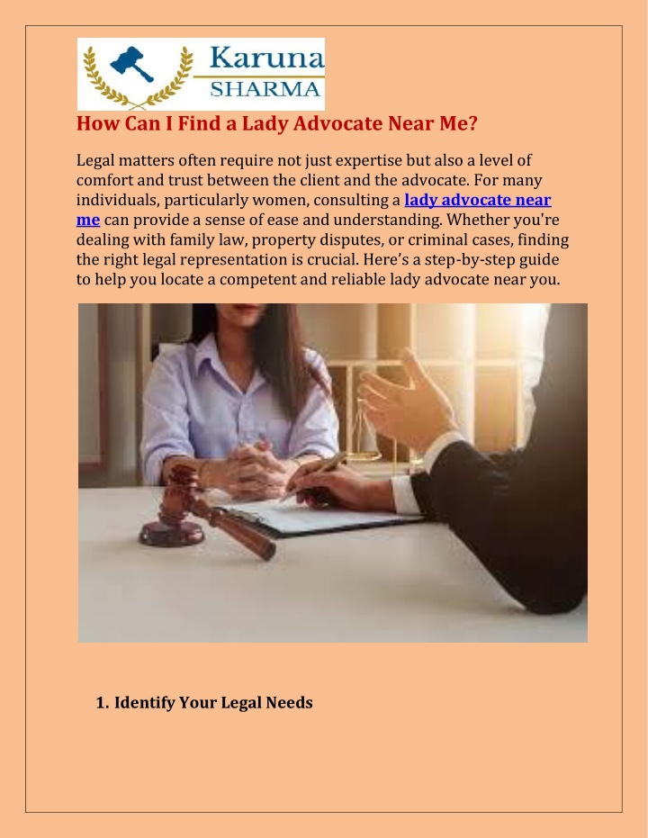 how can i find a lady advocate near me